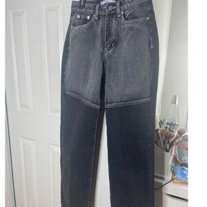 Two-Tone Black and Gray Women Jeans